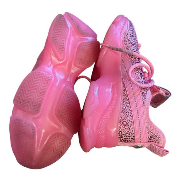 Steve Madden Maxima Sneakers Women Sz 5 Fuchsia Pink Embellished Sparkle - Picture 9 of 13